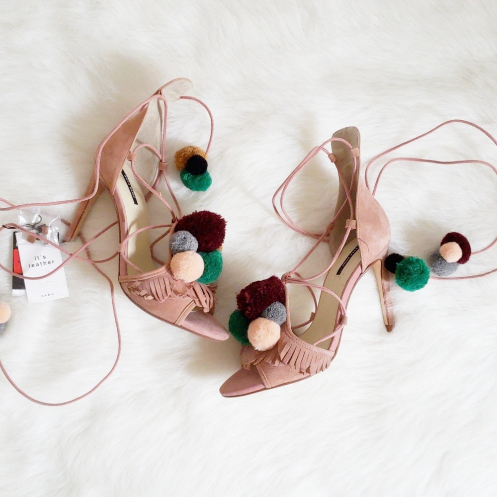 SOLD Zara pom pom heels - Picture 2 of 7